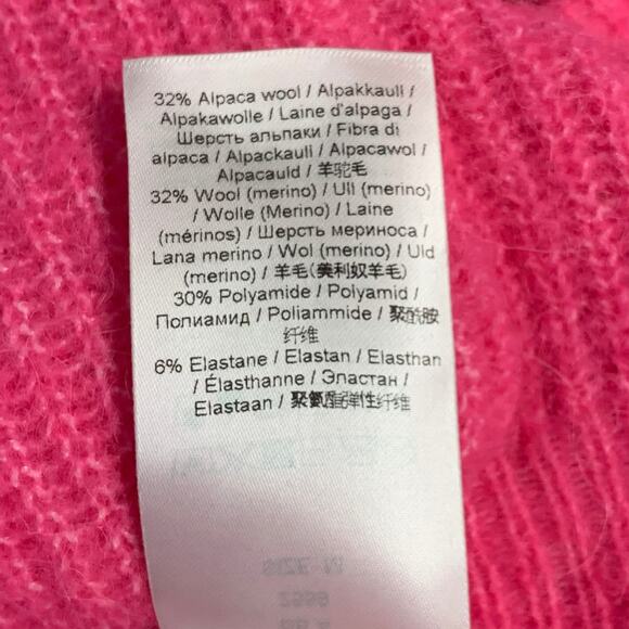 GANNI Size M Hot Pink Alpaca Blend Rhinestones Cropped Cardigan - Picture 7 of 7